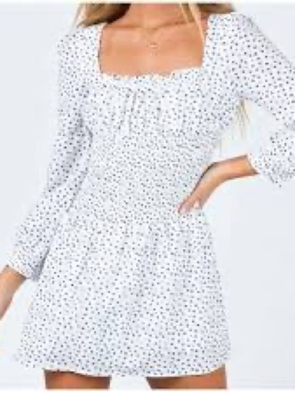 Princess Polly White Mini Dress with Black Polka Dots Size M